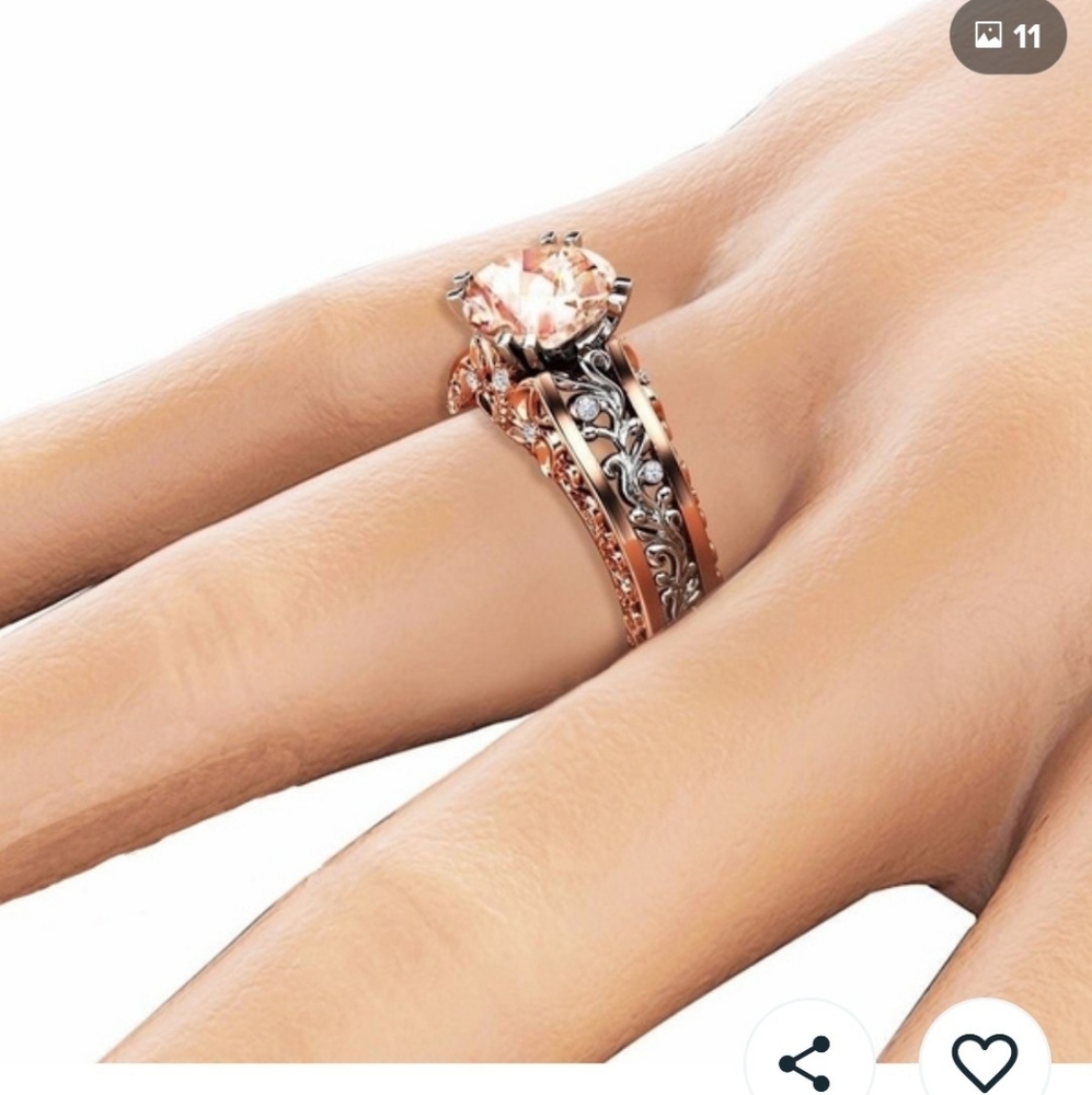 Vintage Round Cut Champagne Topaz Ring
